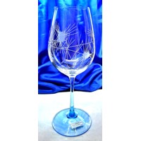 LsG-Crystal Skleničky se světle modrou nohou na bílé červené víno ručně brouše...