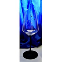 LsG-Crystal Skleničky černé na červené víno 24 x Swarovski krystal ručně broušené ryté dekor Karla Sandra-7005 450ml 6 Ks.